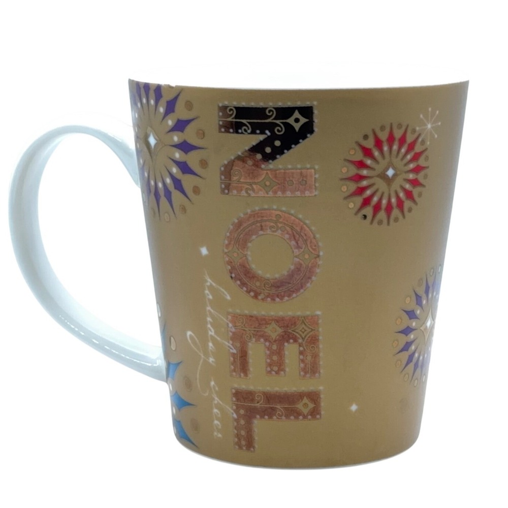 Starbucks‎ 2006 Holiday Noel Mug Gold Festive Snowflake Design 14oz Rare Vintage